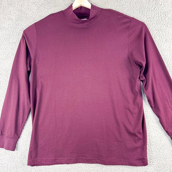 Lands End Shirt Mens Large Purple Mock Neck Super T Outdoor Business Casual Work - Picture 1 of 11